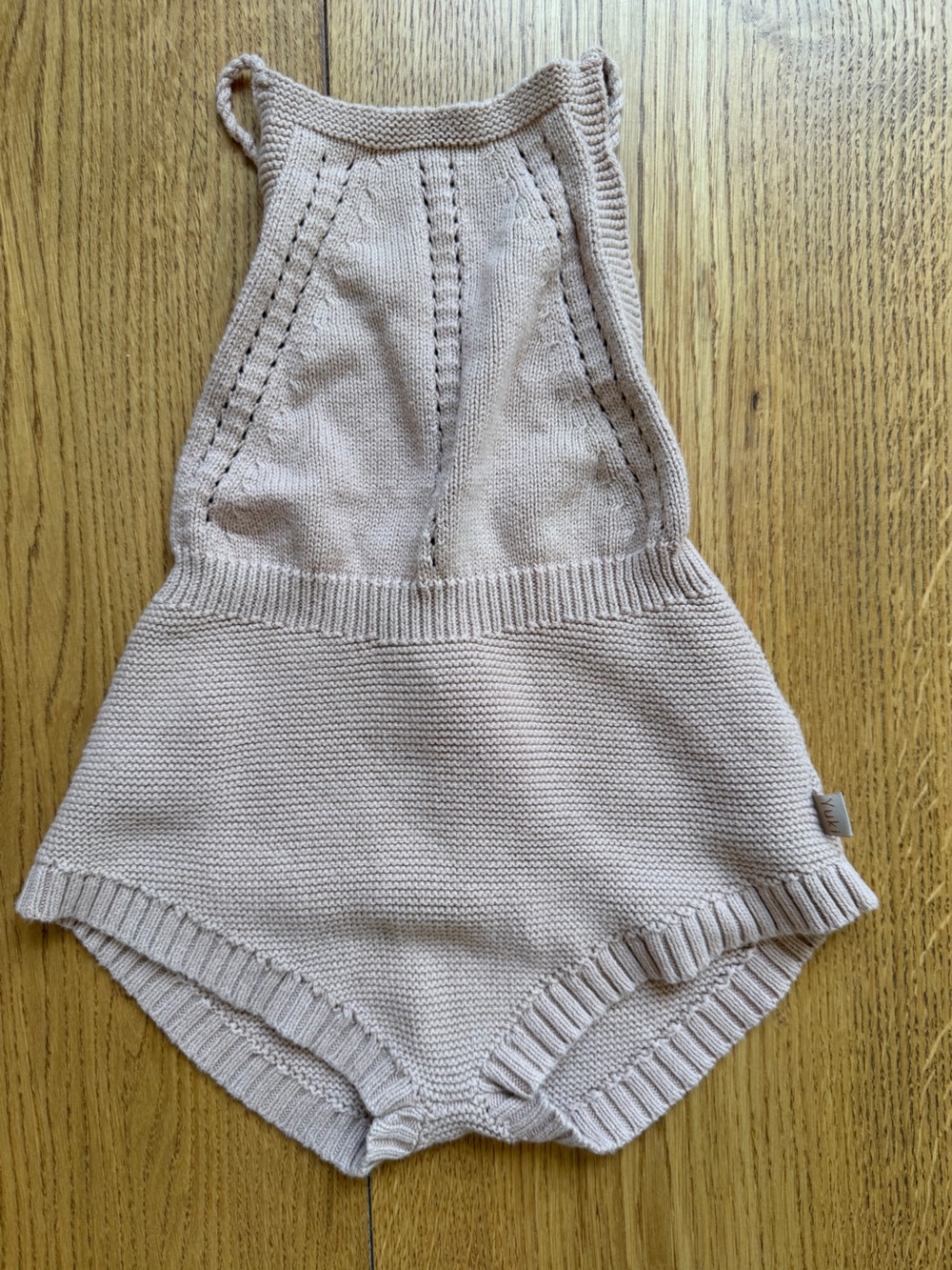 Soft Knit Kids Jumpsuit in Light Pink, backless, size 1-2